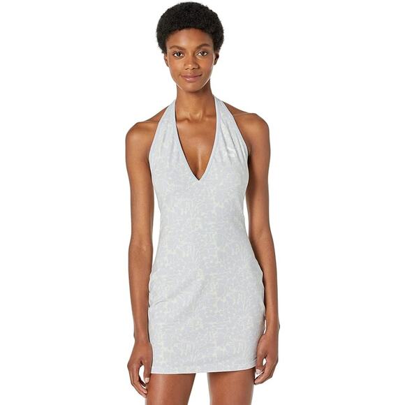 PUMA Casual Sporty Blue White Floral Halter V-Neck Mini Dress Large/XL - Picture 1 of 12